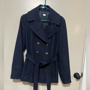 J. Crew 100% Wool Navy Double-Breasted Peacoat Navy size 12